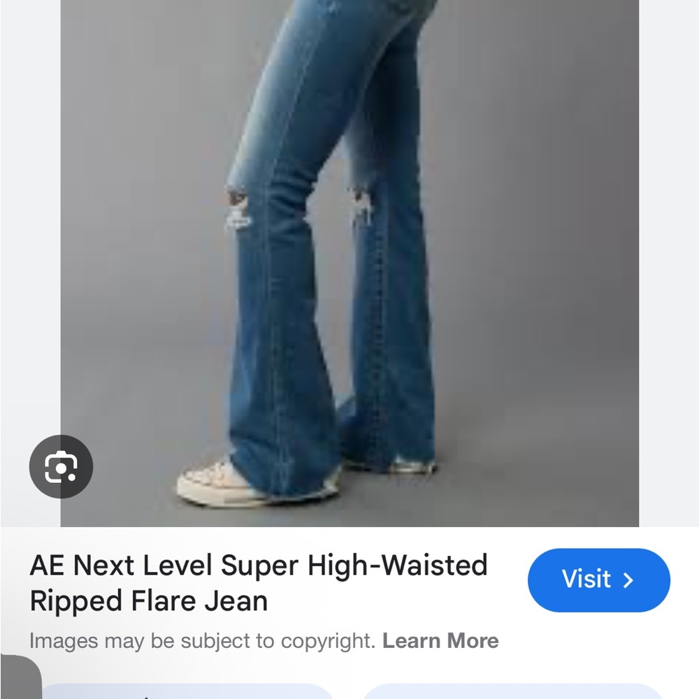American Eagle Outfitters High-Waisted Ripped Flare Jeans - Blue
